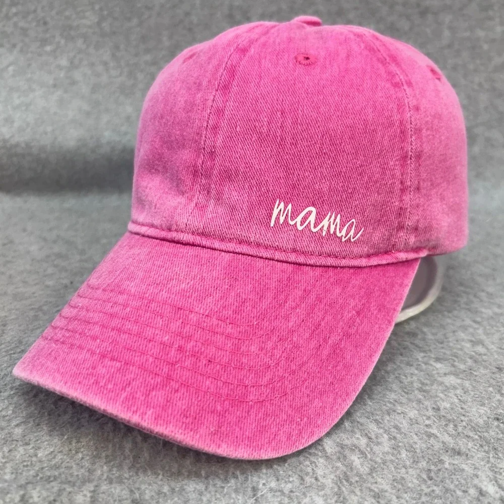 Mama Womens Pink Unbranded Baseball Cap Washed Cotton Adjustable OSFM